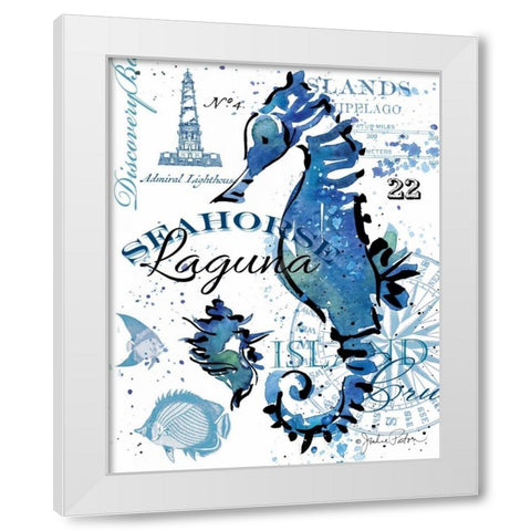 Seahorse Laguna White Modern Wood Framed Art Print by Paton, Julie