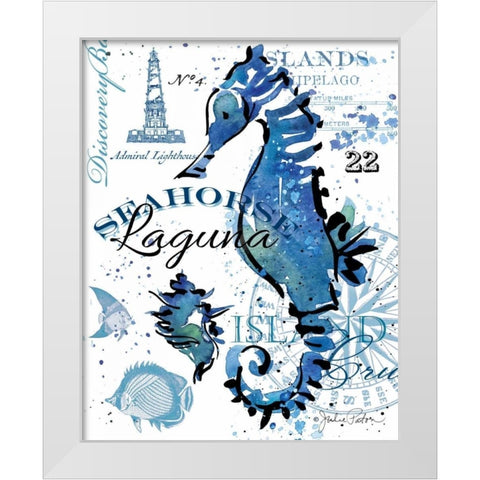 Seahorse Laguna White Modern Wood Framed Art Print by Paton, Julie