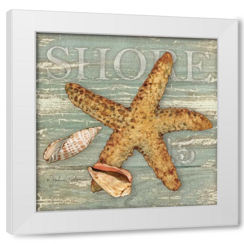Beach Shells Starfish White Modern Wood Framed Art Print by Paton, Julie