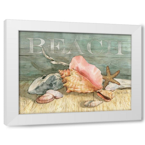 Beach Shells Still LIfe White Modern Wood Framed Art Print by Paton, Julie