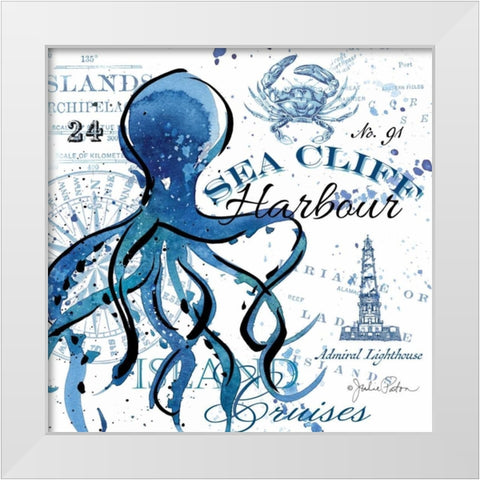 Sea Cliff Octopus White Modern Wood Framed Art Print by Paton, Julie