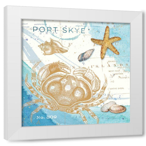 Harbor Island Crab White Modern Wood Framed Art Print by Paton, Julie