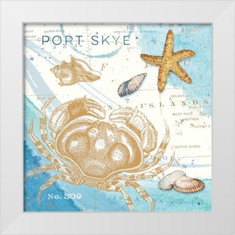 Harbor Island Crab White Modern Wood Framed Art Print by Paton, Julie