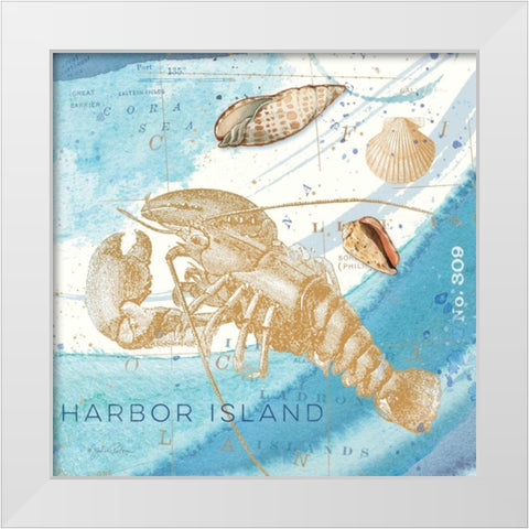 Harbor Island Lobster White Modern Wood Framed Art Print by Paton, Julie