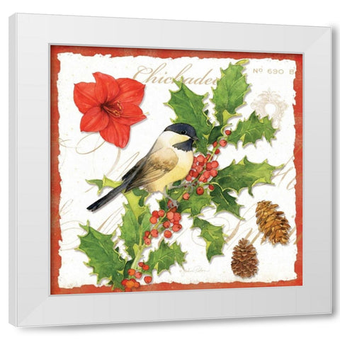 Holiday Birds I White Modern Wood Framed Art Print by Paton, Julie