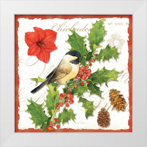 Holiday Birds I White Modern Wood Framed Art Print by Paton, Julie