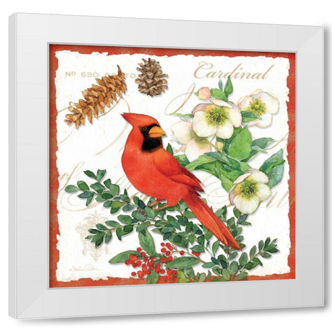 Holiday Birds II White Modern Wood Framed Art Print by Paton, Julie