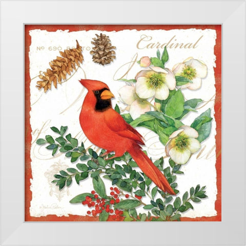 Holiday Birds II White Modern Wood Framed Art Print by Paton, Julie