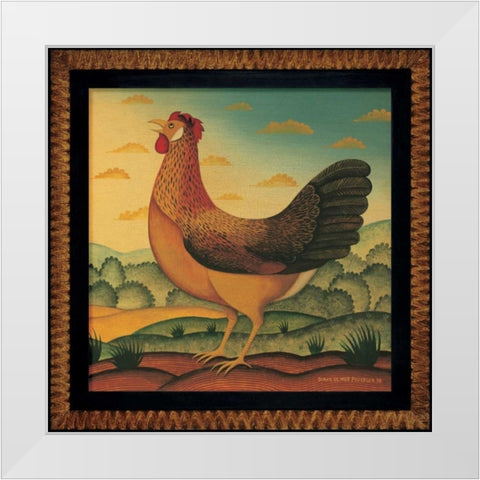 Hen White Modern Wood Framed Art Print by Pedersen, Diane