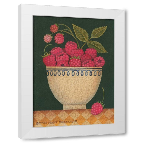 Cup O Raspberries White Modern Wood Framed Art Print by Pedersen, Diane