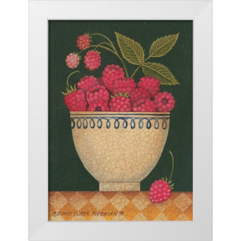 Cup O Raspberries White Modern Wood Framed Art Print by Pedersen, Diane