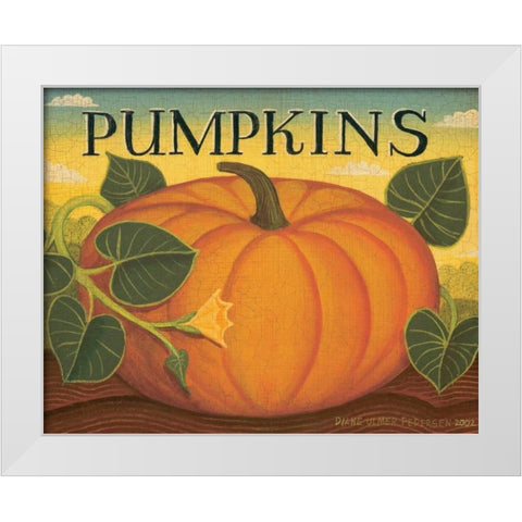 Pumpkins White Modern Wood Framed Art Print by Pedersen, Diane