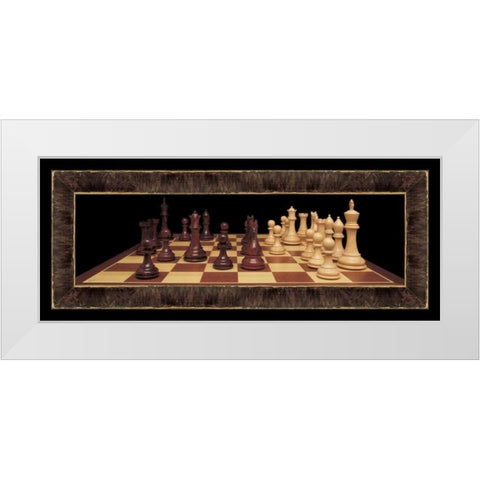 Chess I White Modern Wood Framed Art Print by Pela Design