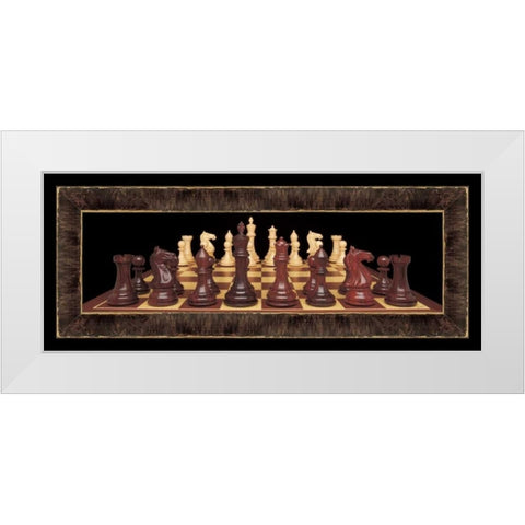 Chess II White Modern Wood Framed Art Print by Pela Design