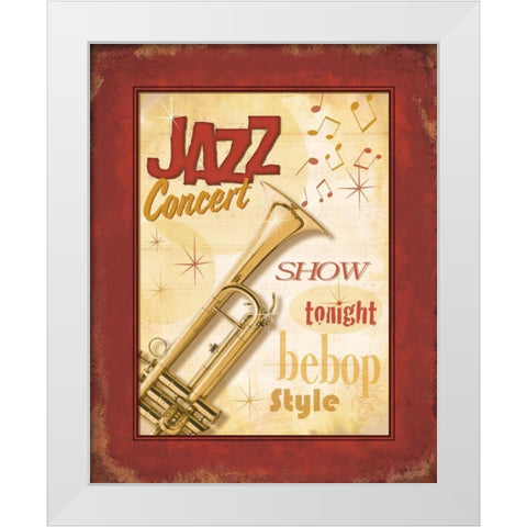New Orleans Jazz I White Modern Wood Framed Art Print by Pela Design