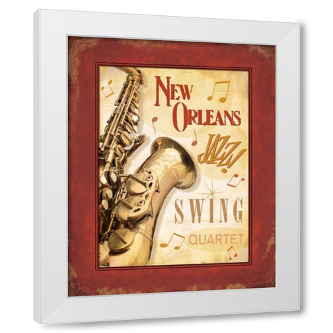 New Orleans Jazz II White Modern Wood Framed Art Print by Pela Design