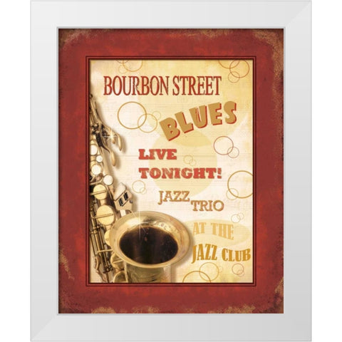 New Orleans Jazz III White Modern Wood Framed Art Print by Pela Design