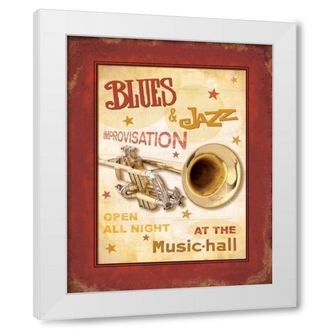 New Orleans Jazz IV White Modern Wood Framed Art Print by Pela Design