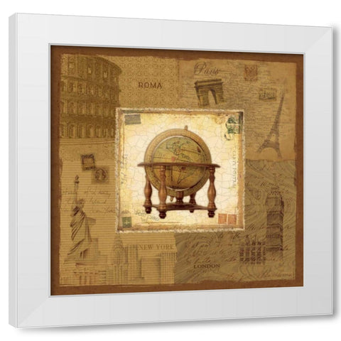 Globe II White Modern Wood Framed Art Print by Pela Design