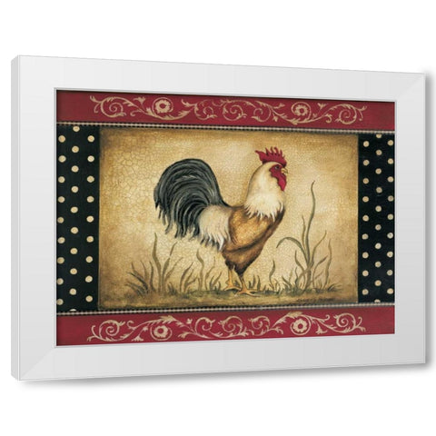 Cock-a-doodle-doo White Modern Wood Framed Art Print by Poloson, Kimberly