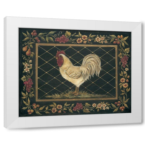 Old World Rooster White Modern Wood Framed Art Print by Poloson, Kimberly