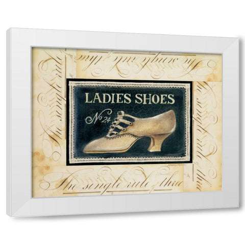 Ladies Shoes No. 24 White Modern Wood Framed Art Print by Poloson, Kimberly