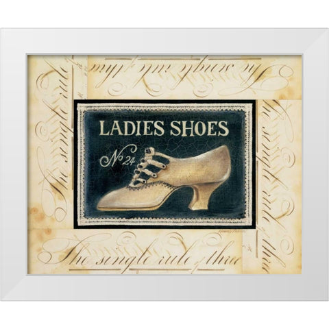 Ladies Shoes No. 24 White Modern Wood Framed Art Print by Poloson, Kimberly