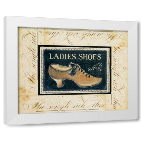 Ladies Shoes No. 25 White Modern Wood Framed Art Print by Poloson, Kimberly