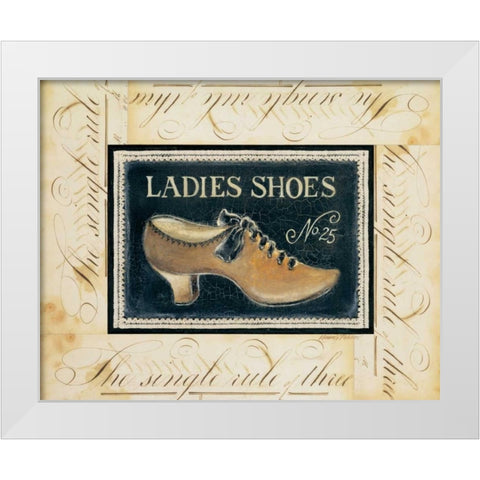 Ladies Shoes No. 25 White Modern Wood Framed Art Print by Poloson, Kimberly
