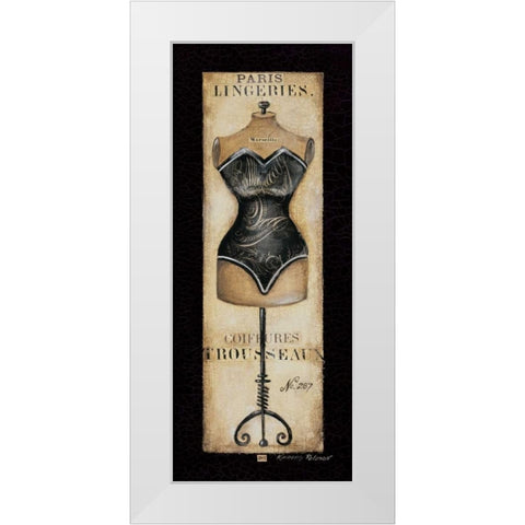Paris Lingeries No. 287 White Modern Wood Framed Art Print by Poloson, Kimberly