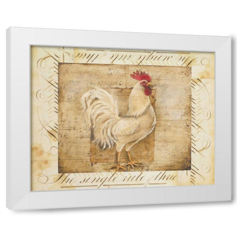Rustic Farmhouse Rooster I White Modern Wood Framed Art Print by Poloson, Kimberly