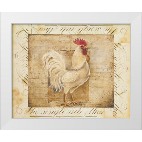 Rustic Farmhouse Rooster I White Modern Wood Framed Art Print by Poloson, Kimberly