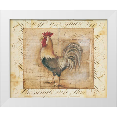 Rustic Farmhouse Rooster II White Modern Wood Framed Art Print by Poloson, Kimberly