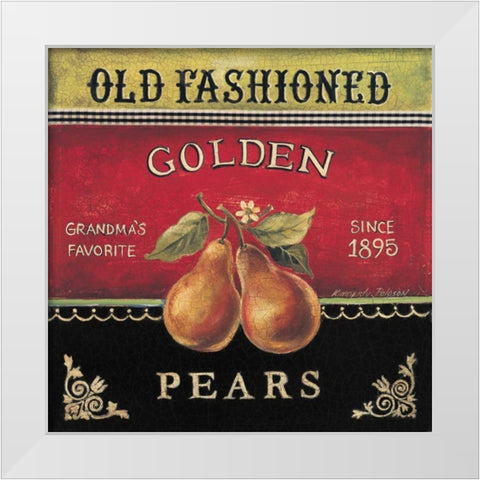 Golden Pears White Modern Wood Framed Art Print by Poloson, Kimberly