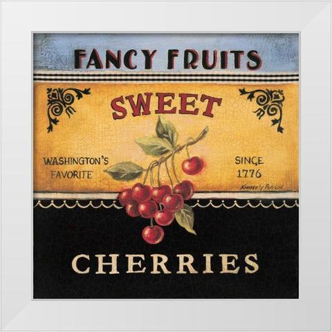 Sweet Cherries White Modern Wood Framed Art Print by Poloson, Kimberly