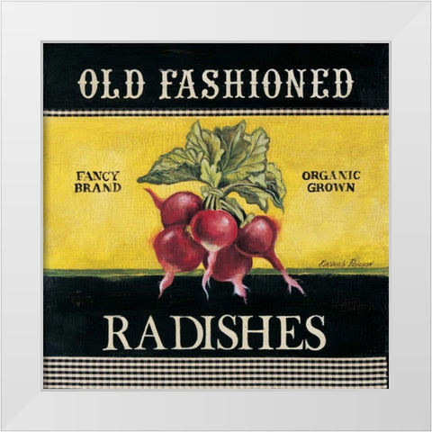 Old Fashioned Radishes White Modern Wood Framed Art Print by Poloson, Kimberly