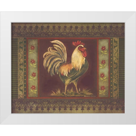 Mediterranean Rooster II White Modern Wood Framed Art Print by Poloson, Kimberly