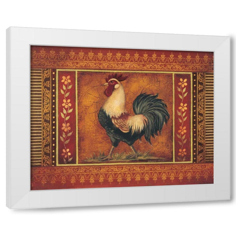 Mediterranean Rooster III White Modern Wood Framed Art Print by Poloson, Kimberly