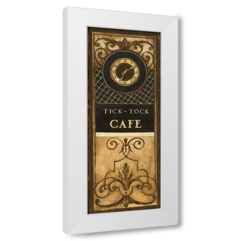 Tick Tock Cafe White Modern Wood Framed Art Print by Poloson, Kimberly