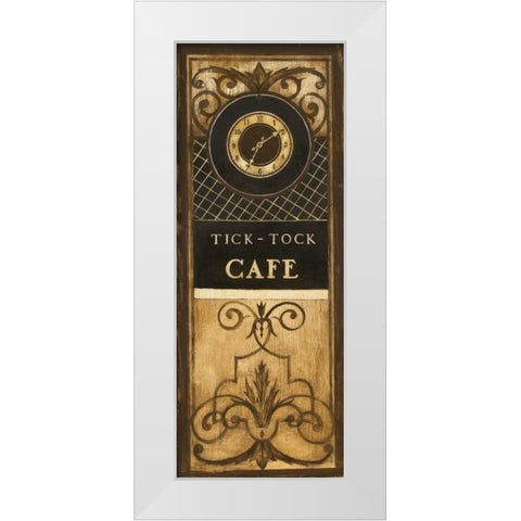 Tick Tock Cafe White Modern Wood Framed Art Print by Poloson, Kimberly