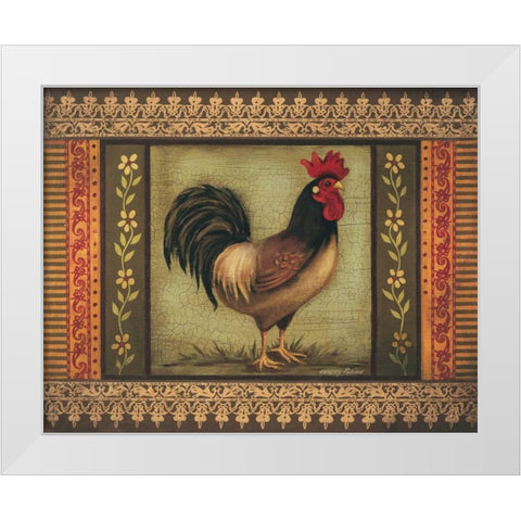 Mediterranean Rooster VI White Modern Wood Framed Art Print by Poloson, Kimberly