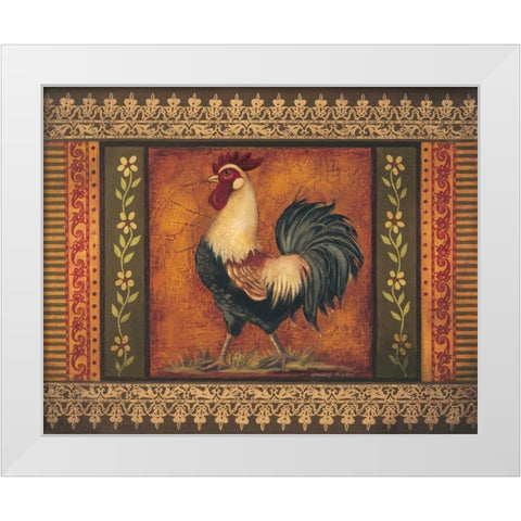 Mediterranean Rooster VII White Modern Wood Framed Art Print by Poloson, Kimberly