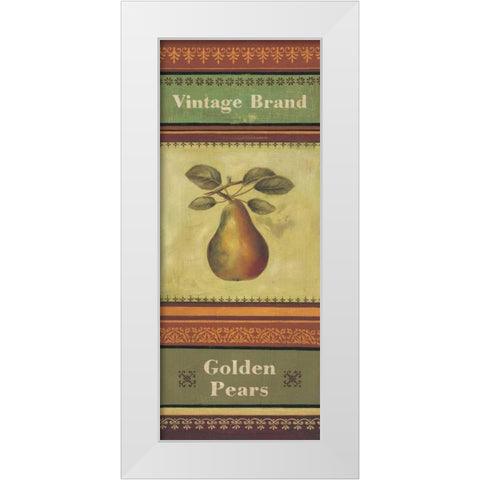 Golden Pears White Modern Wood Framed Art Print by Poloson, Kimberly