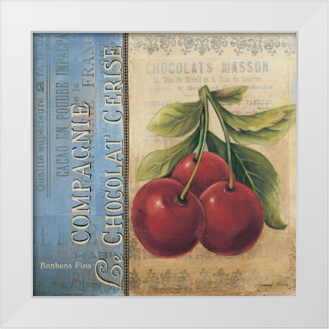 Cherries White Modern Wood Framed Art Print by Poloson, Kimberly