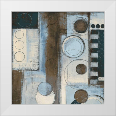 Rush Hour Blues Sq. I White Modern Wood Framed Art Print by Poloson, Kimberly