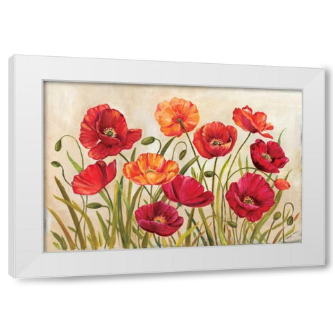 Poppies White Modern Wood Framed Art Print by Poloson, Kimberly