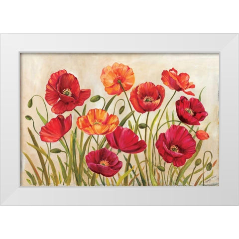 Poppies White Modern Wood Framed Art Print by Poloson, Kimberly