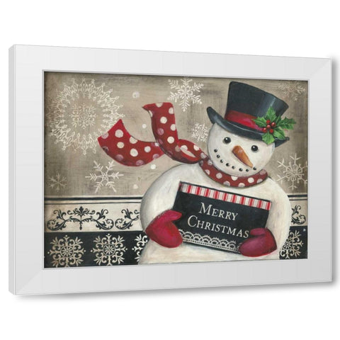 Christmas Snowman White Modern Wood Framed Art Print by Poloson, Kimberly