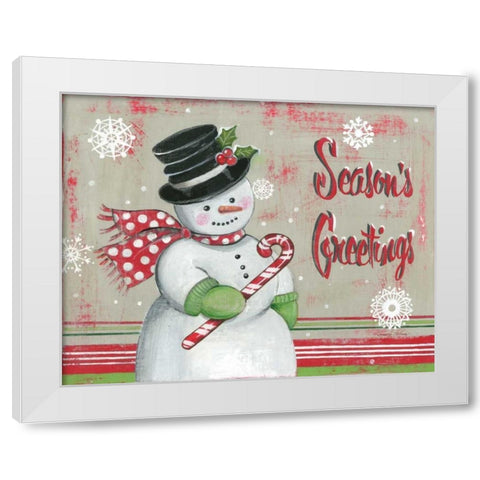 Christmas Snowman II White Modern Wood Framed Art Print by Poloson, Kimberly