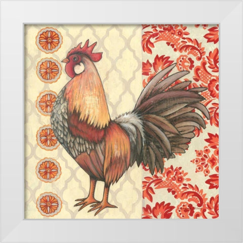 Bohemian Rooster II White Modern Wood Framed Art Print by Poloson, Kimberly